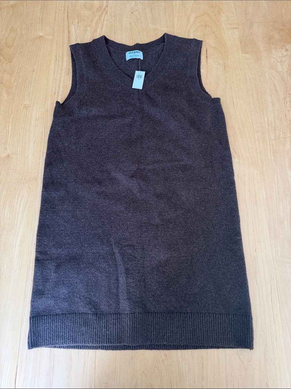 Old Navy Brown Sleeveless V-Neck Knit Tunic Sweater